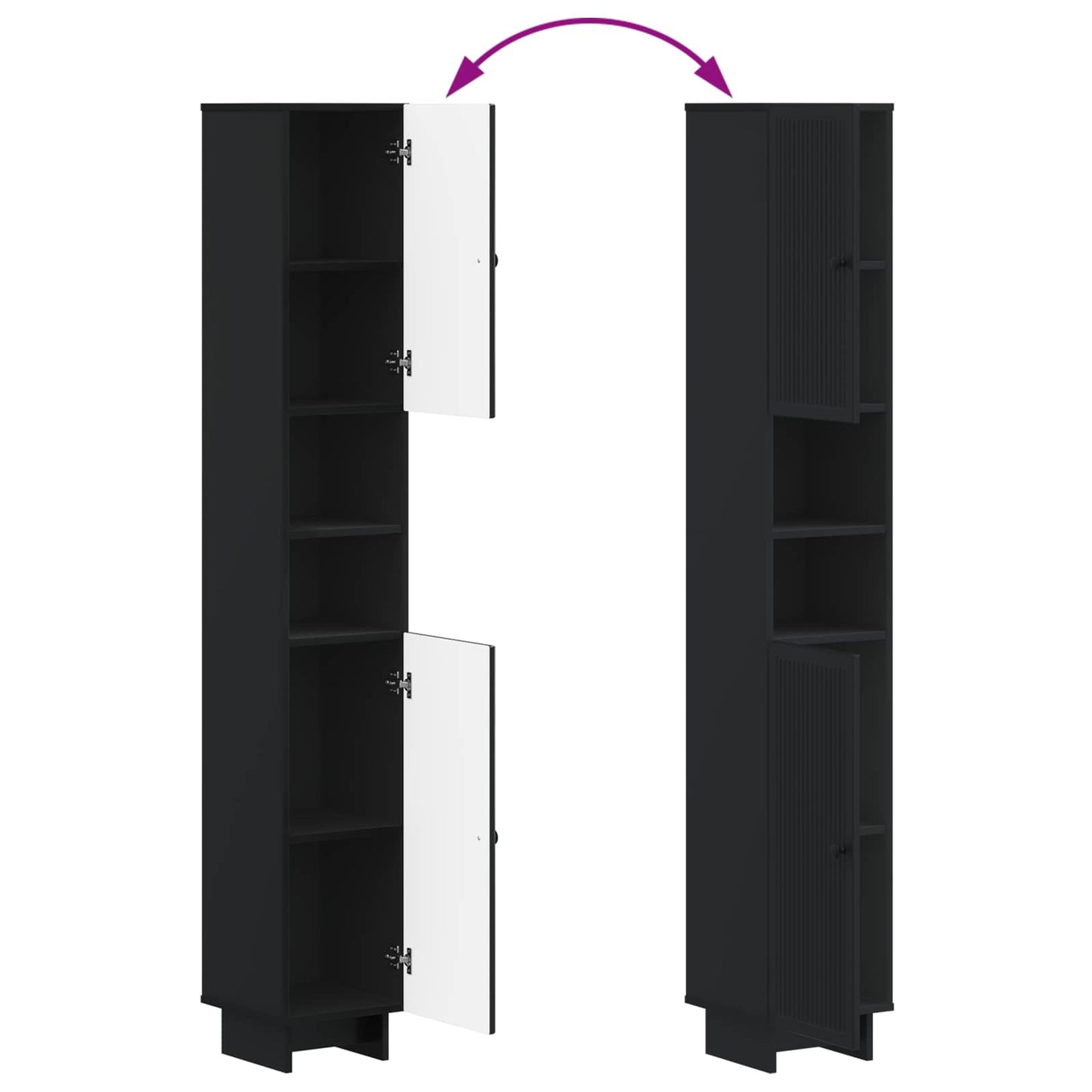 2 Piece Bathroom Cabinet Set EDE Black Engineered Wood