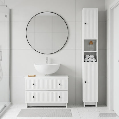 2 Piece Bathroom Cabinet Set EDE High Gloss White