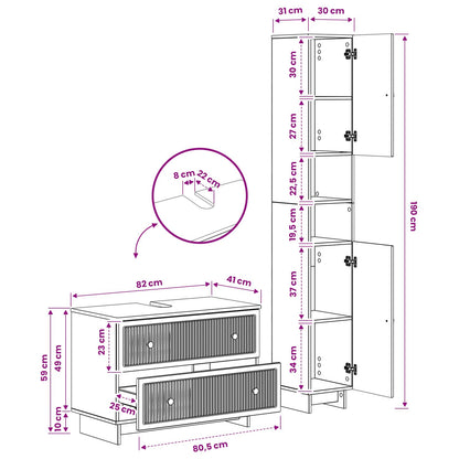 2 Piece Bathroom Cabinet Set EDE High Gloss White