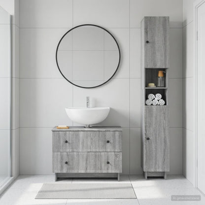 2 Piece Bathroom Cabinet Set EDE Grey Sonoma Engineered Wood