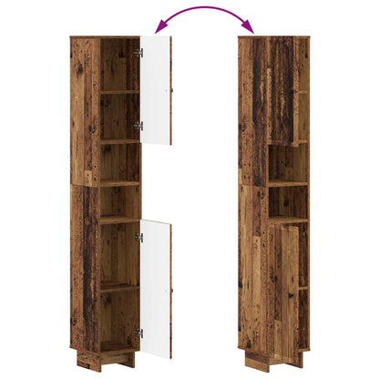 2 Piece Bathroom Cabinet Set EDE Old Wood Engineered Wood
