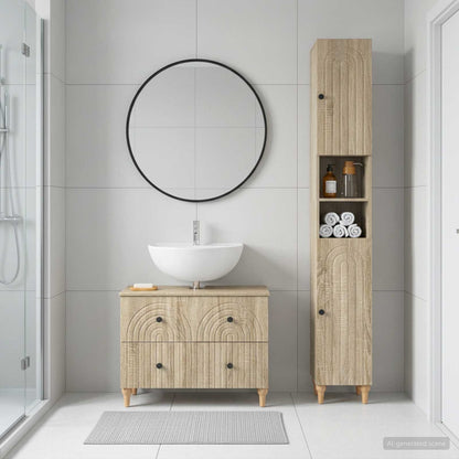 2 Piece Bathroom Cabinet Set ALKMAAR Sonoma Oak Engineered Wood
