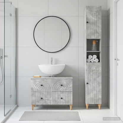 2 Piece Bathroom Cabinet Set ALKMAAR Concrete Grey