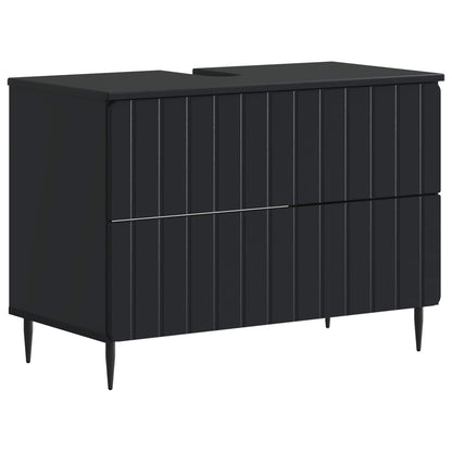 2 Piece Bathroom Cabinet Set ZWOLLE Black Engineered Wood