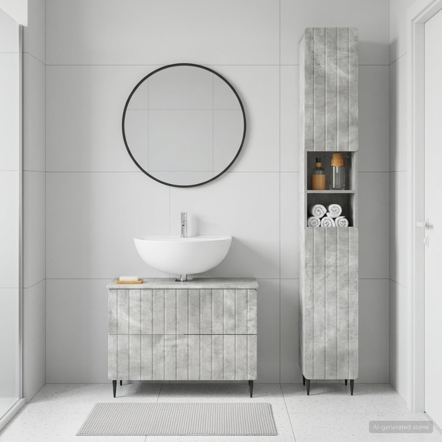 2 Piece Bathroom Cabinet Set ZWOLLE Concrete Grey