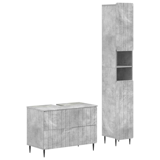 2 Piece Bathroom Cabinet Set ZWOLLE Concrete Grey