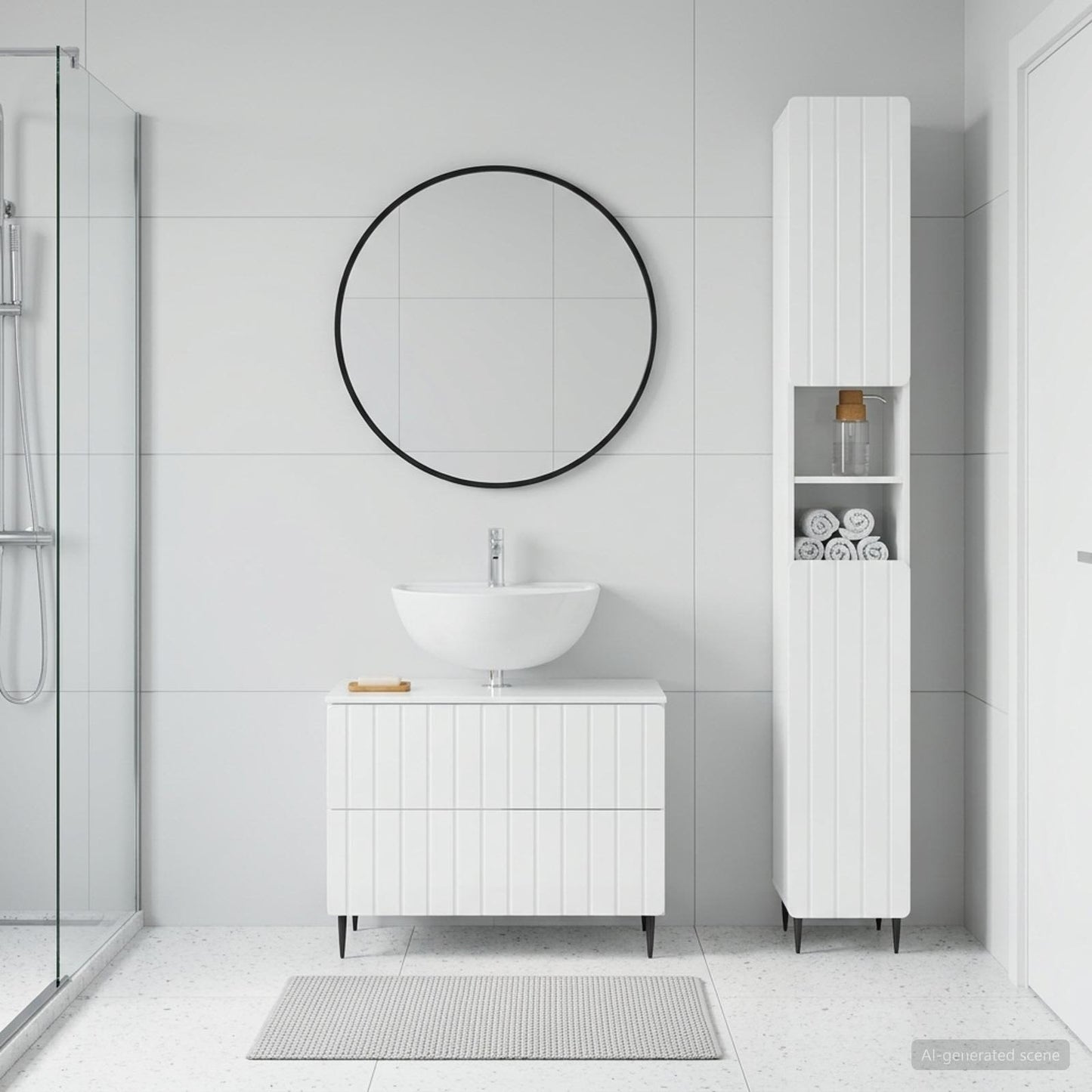 2 Piece Bathroom Cabinet Set ZWOLLE High Gloss White