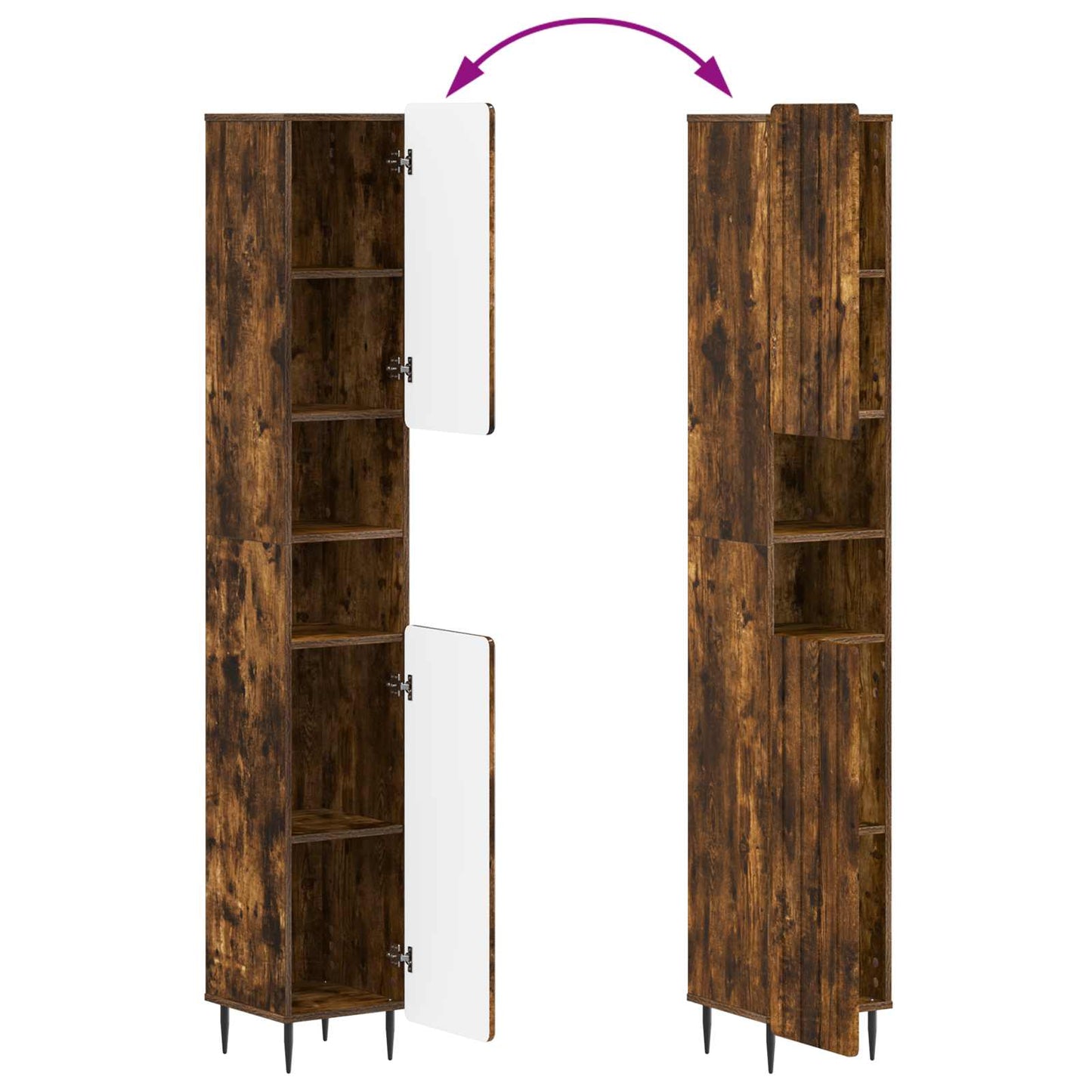 2 Piece Bathroom Cabinet Set ZWOLLE Smoked Oak Engineered Wood