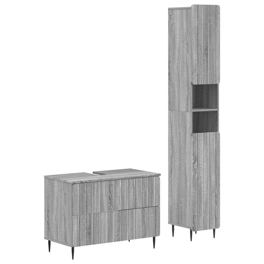 2 Piece Bathroom Cabinet Set ZWOLLE Grey Sonoma Engineered Wood