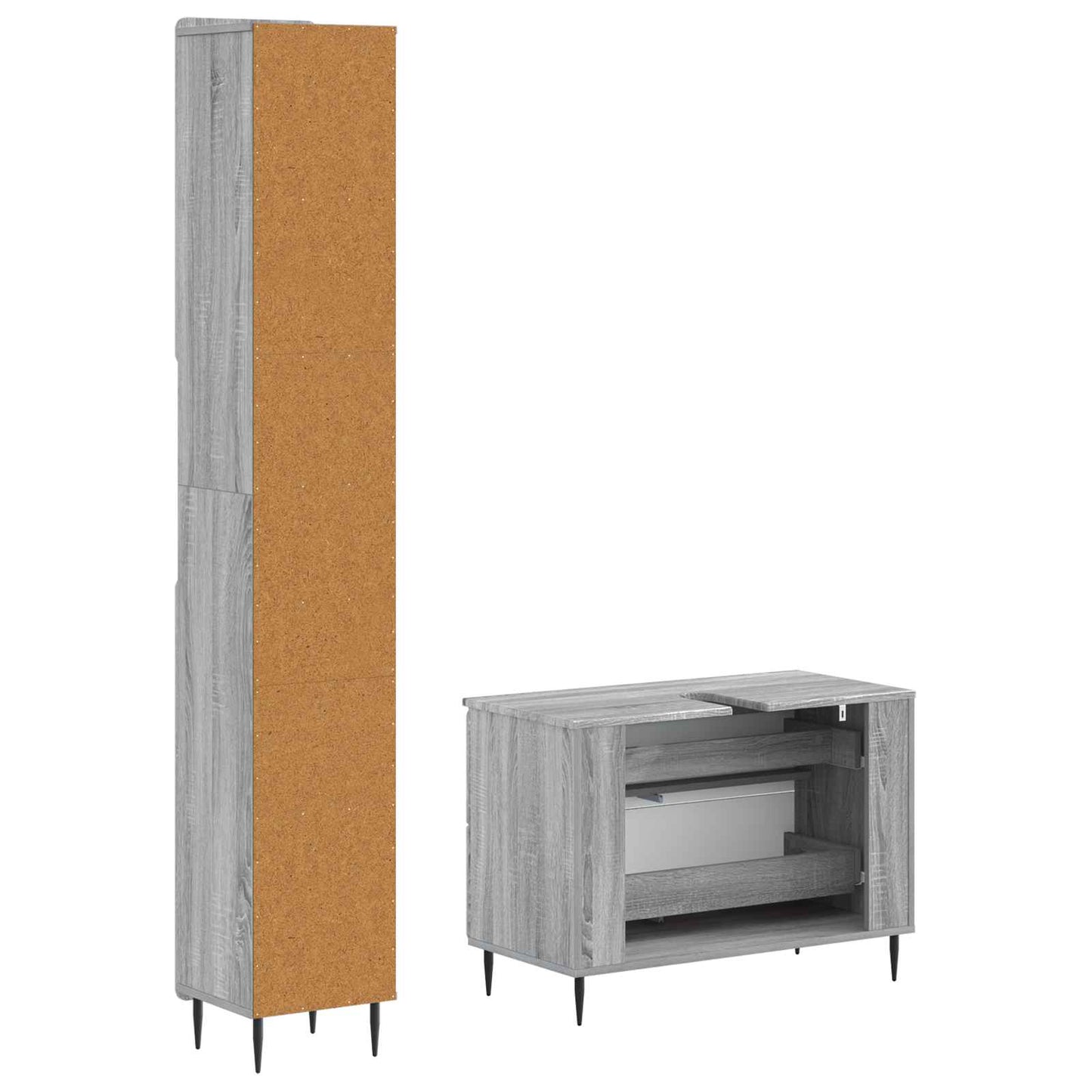 2 Piece Bathroom Cabinet Set ZWOLLE Grey Sonoma Engineered Wood