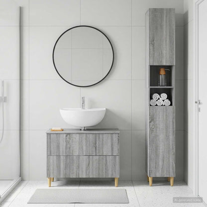 2 Piece Bathroom Cabinet Set ARNHEM Grey Sonoma Engineered Wood