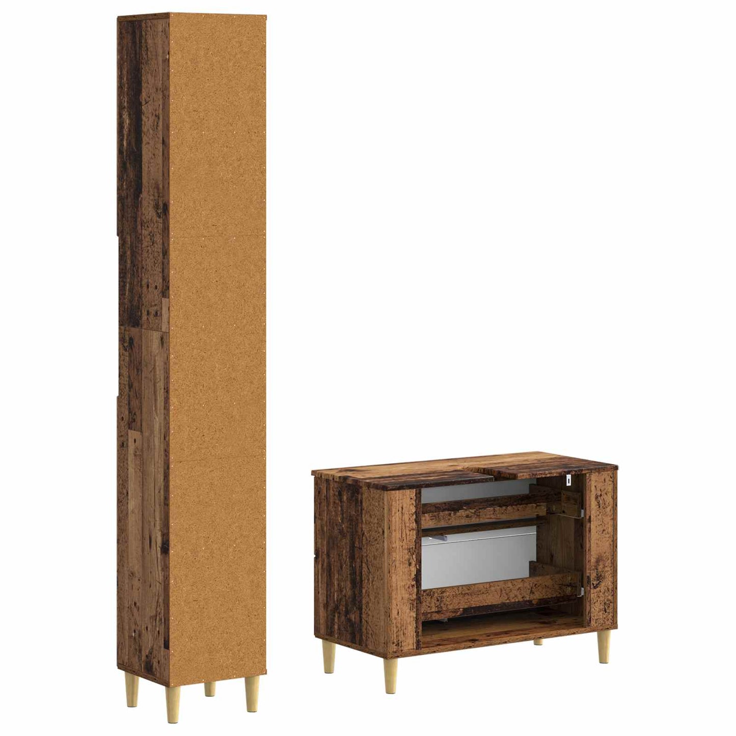 2 Piece Bathroom Cabinet Set ARNHEM Old Wood Engineered Wood