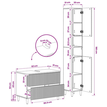 2 Piece Bathroom Cabinet Set ARNHEM Old Wood Engineered Wood