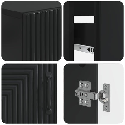 2 Piece Bathroom Cabinet Set HAARLEM Black Engineered Wood
