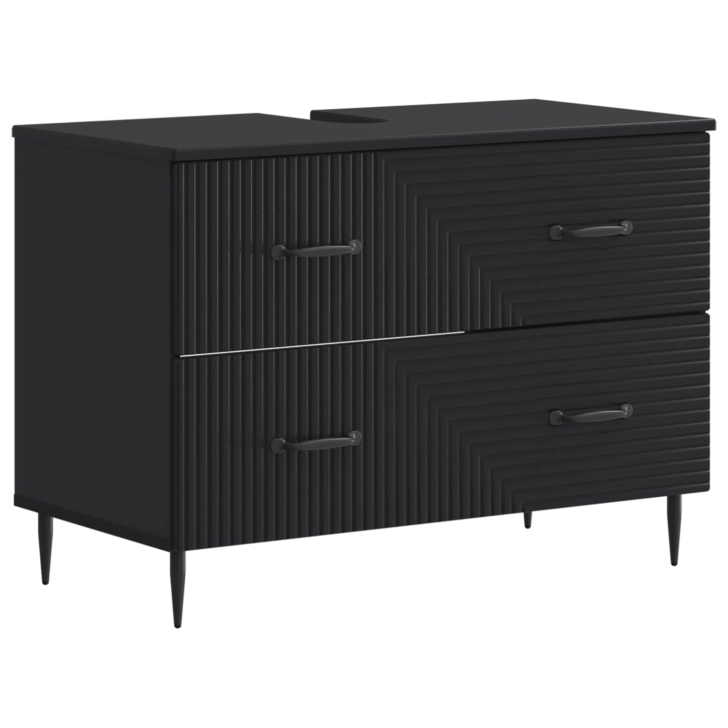 2 Piece Bathroom Cabinet Set HAARLEM Black Engineered Wood