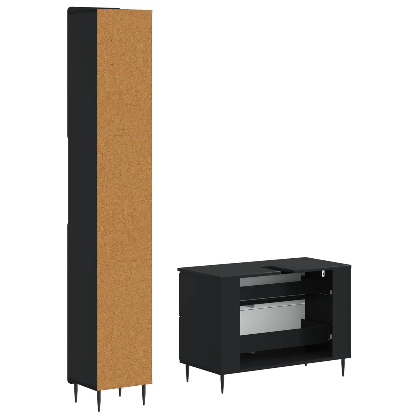 2 Piece Bathroom Cabinet Set HAARLEM Black Engineered Wood