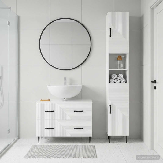 2 Piece Bathroom Cabinet Set HAARLEM High Gloss White