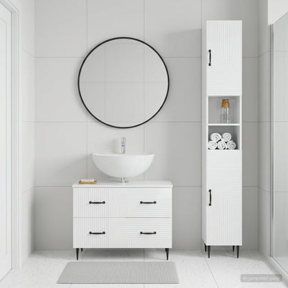 2 Piece Bathroom Cabinet Set HAARLEM High Gloss White
