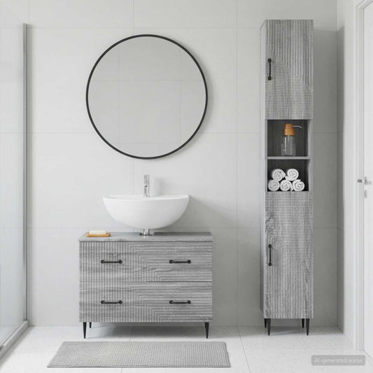 2 Piece Bathroom Cabinet Set HAARLEM Grey Sonoma