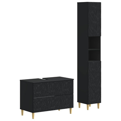 2 Piece Bathroom Cabinet Set DELFT Black Engineered Wood