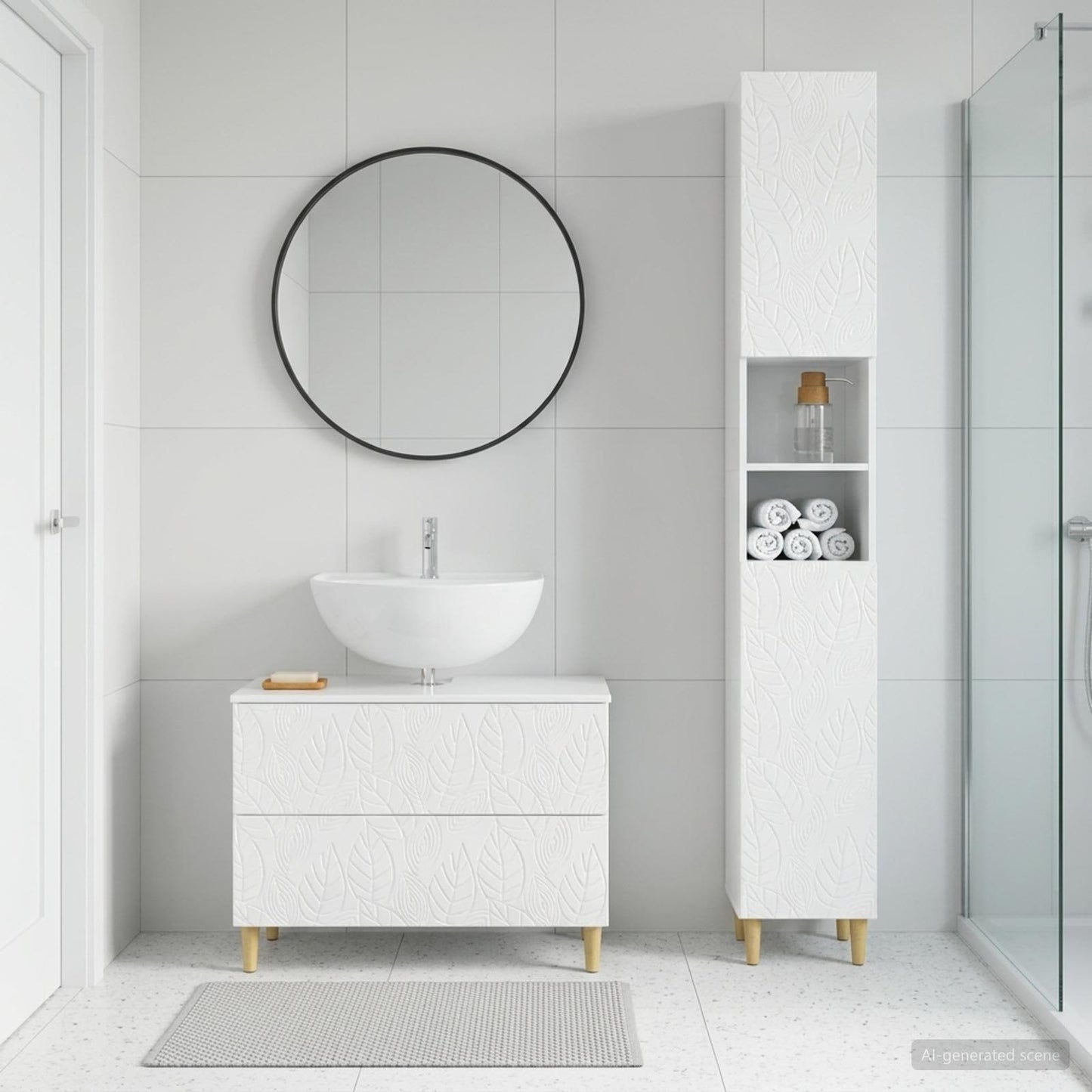 2 Piece Bathroom Cabinet Set DELFT High Gloss White