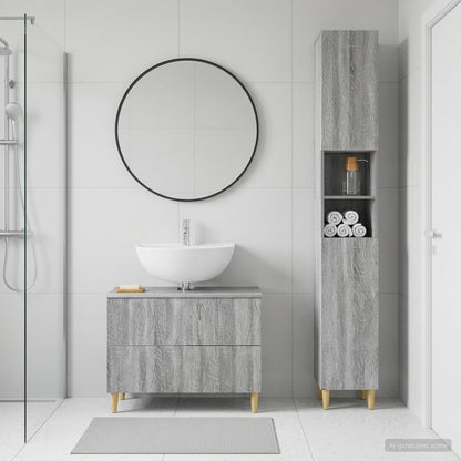 2 Piece Bathroom Cabinet Set DELFT Grey Sonoma Engineered Wood