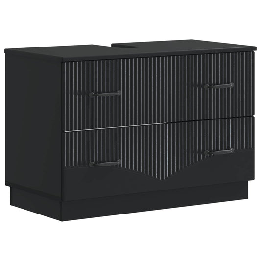 2 Piece Bathroom Cabinet Set HOORN Black Engineered Wood