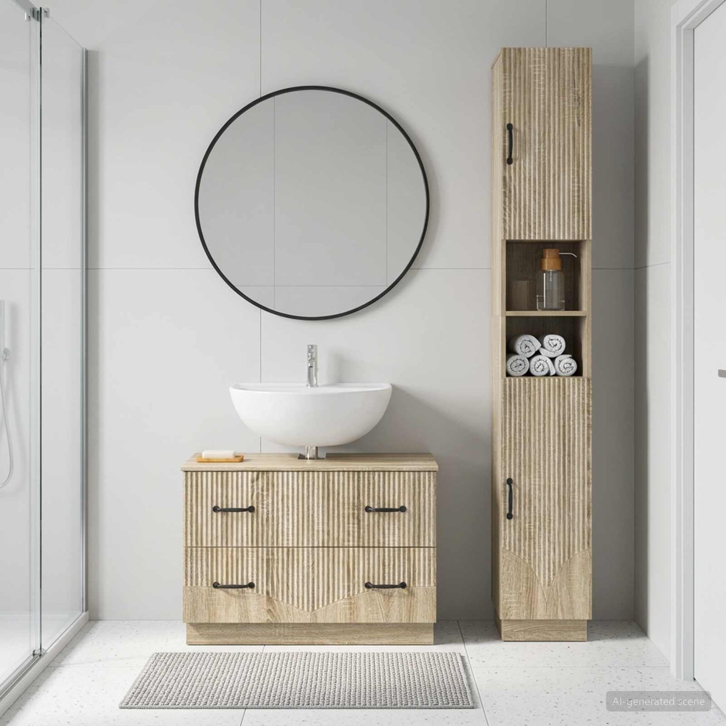 2 Piece Bathroom Cabinet Set HOORN Sonoma Oak Engineered Wood