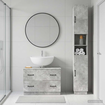 2 Piece Bathroom Cabinet Set HOORN Concrete Grey