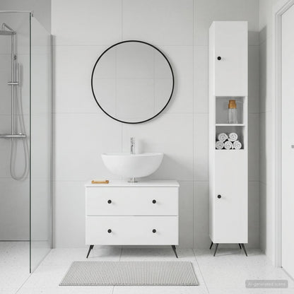 2 Piece Bathroom Cabinet Set BREDA High Gloss White