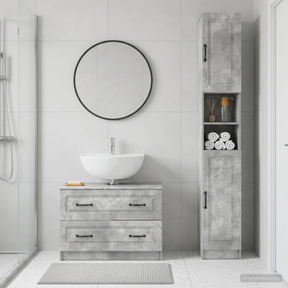 2 Piece Bathroom Cabinet Set UTRECHT Concrete Grey