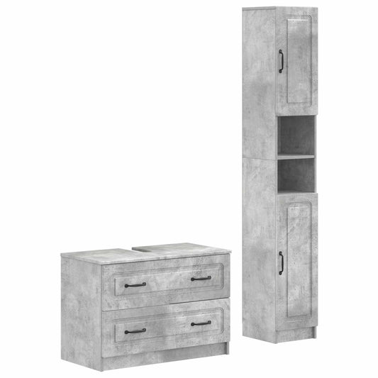 2 Piece Bathroom Cabinet Set UTRECHT Concrete Grey