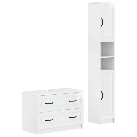 2 Piece Bathroom Cabinet Set UTRECHT High Gloss White