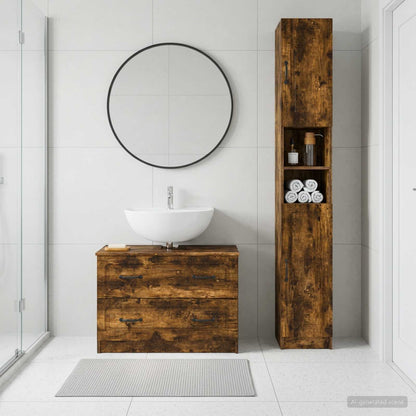 2 Piece Bathroom Cabinet Set UTRECHT Smoked Oak Engineered Wood