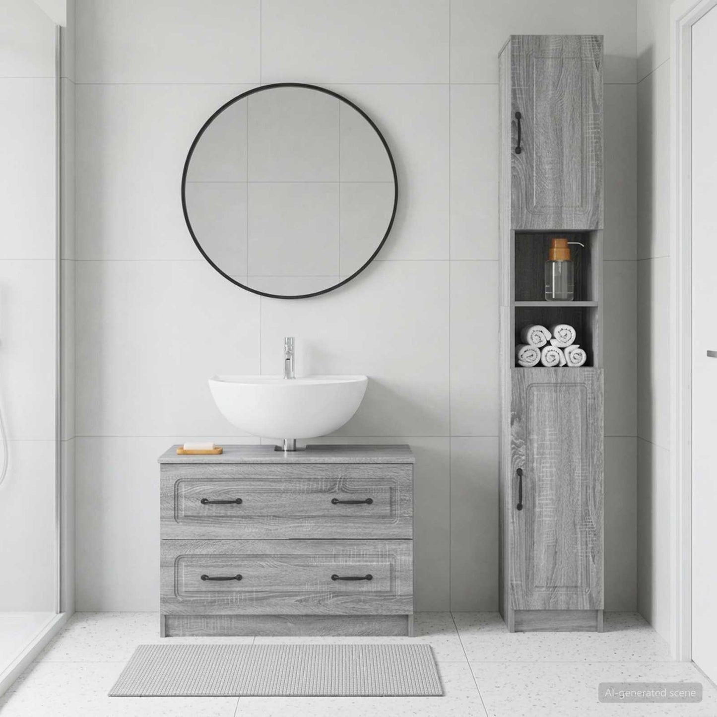 2 Piece Bathroom Cabinet Set UTRECHT Grey Sonoma