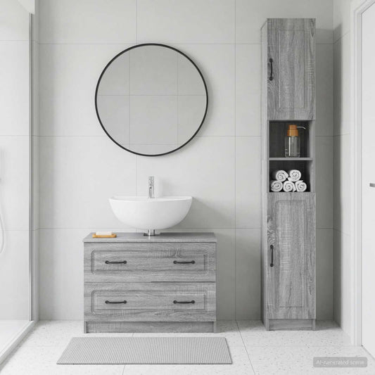 2 Piece Bathroom Cabinet Set UTRECHT Grey Sonoma