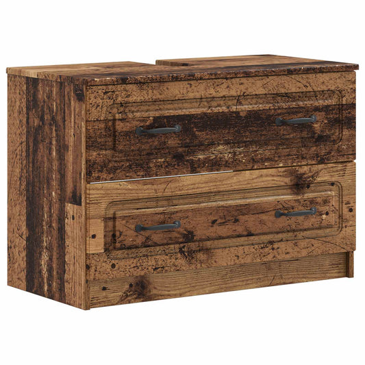 2 Piece Bathroom Cabinet Set UTRECHT Old Wood Engineered Wood