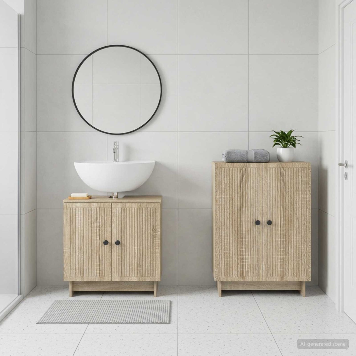 2 Piece Bathroom Cabinet Set EDE Sonoma Oak Engineered Wood