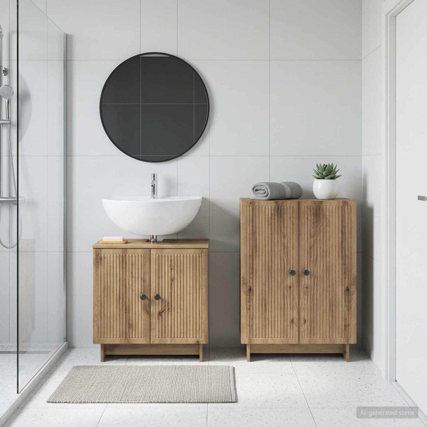 2 Piece Bathroom Cabinet Set EDE Artisan Oak Engineered Wood