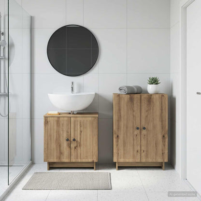 2 Piece Bathroom Cabinet Set EDE Artisan Oak Engineered Wood