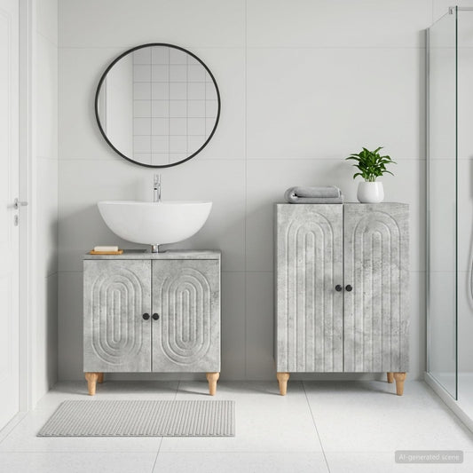 2 Piece Bathroom Cabinet Set ALKMAAR Concrete Grey
