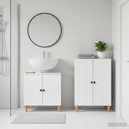 2 Piece Bathroom Cabinet Set ALKMAAR High Gloss White