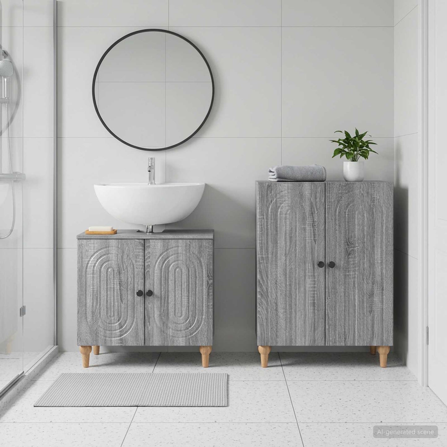 2 Piece Bathroom Cabinet Set ALKMAAR Grey Sonoma