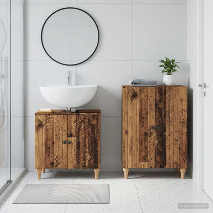 2 Piece Bathroom Cabinet Set ALKMAAR Old Wood Engineered Wood