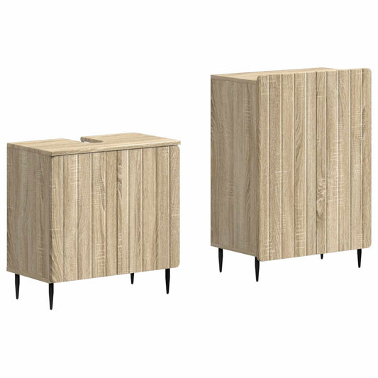 2 Piece Bathroom Cabinet Set ZWOLLE Sonoma Oak Engineered Wood