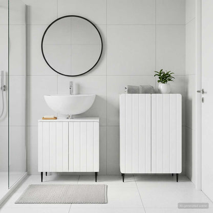 2 Piece Bathroom Cabinet Set ZWOLLE High Gloss White