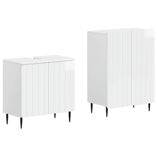 2 Piece Bathroom Cabinet Set ZWOLLE High Gloss White