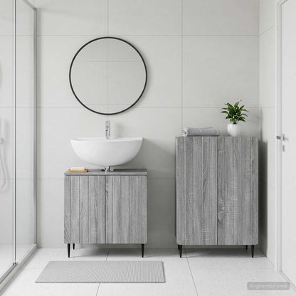 2 Piece Bathroom Cabinet Set ZWOLLE Grey Sonoma Engineered Wood