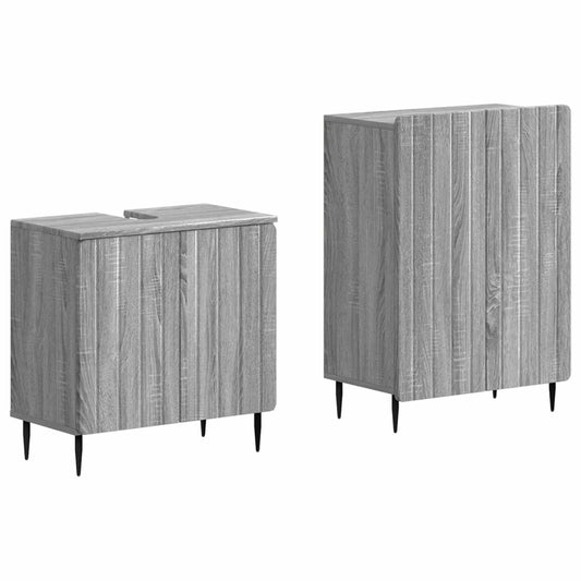 2 Piece Bathroom Cabinet Set ZWOLLE Grey Sonoma Engineered Wood