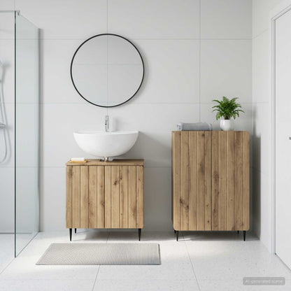 2 Piece Bathroom Cabinet Set ZWOLLE Artisan Oak Engineered Wood